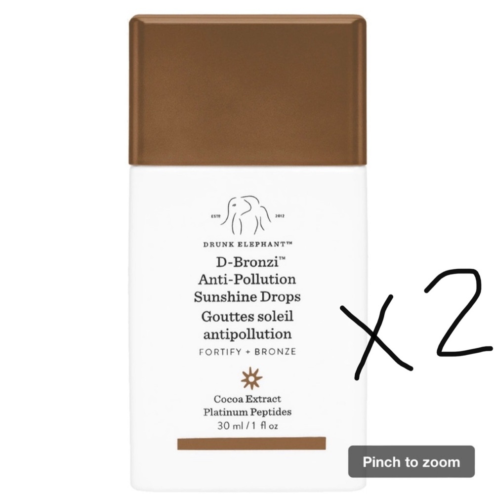 UNOPENED TWO Drunk Elephant D-Bronzi Anti-Pollution Bronzing Drops with Peptides